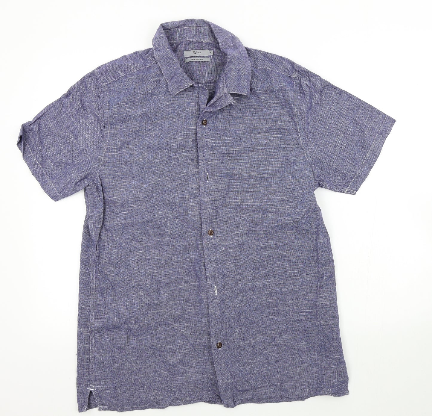 TU Mens Blue Colourblock   Button-Up Size M