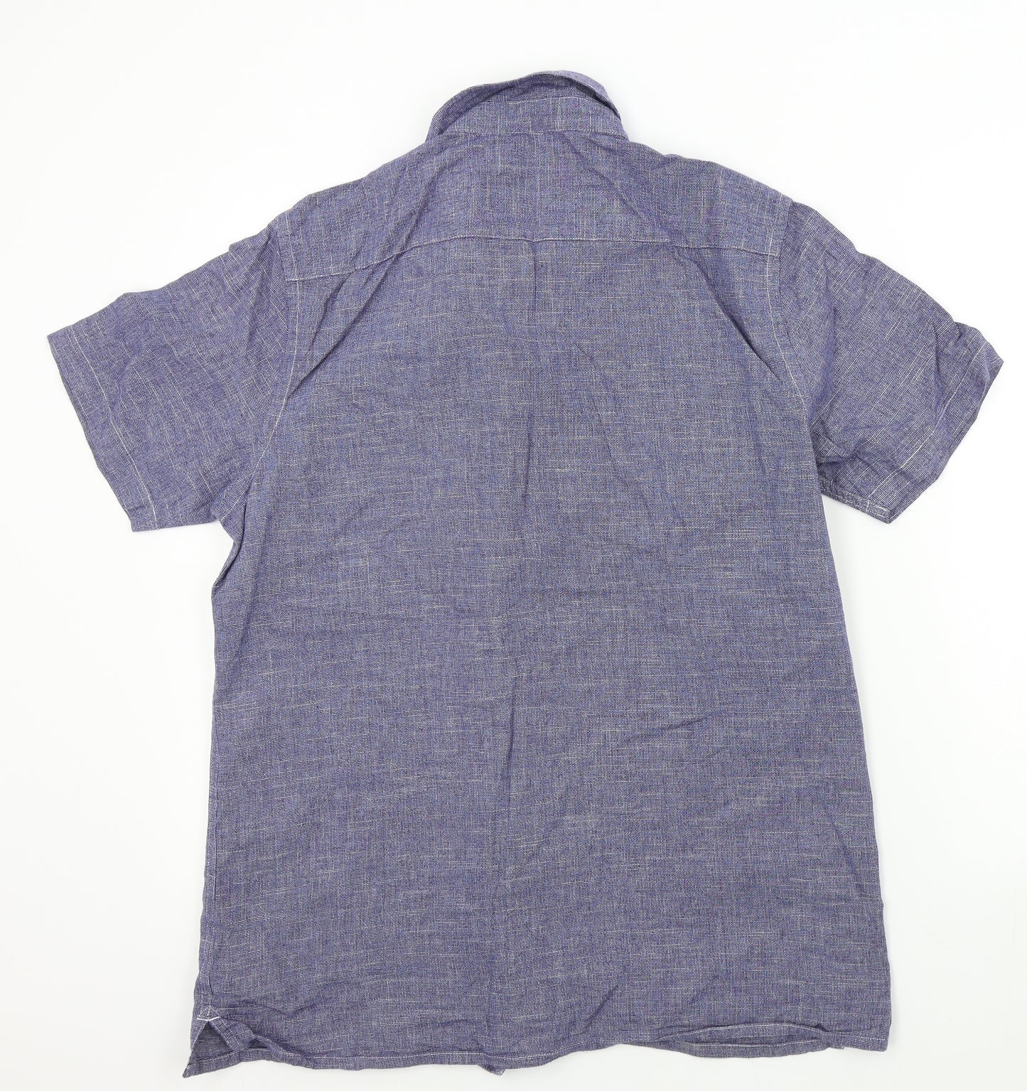 TU Mens Blue Colourblock   Button-Up Size M