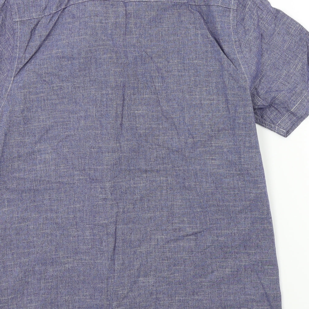 TU Mens Blue Colourblock   Button-Up Size M