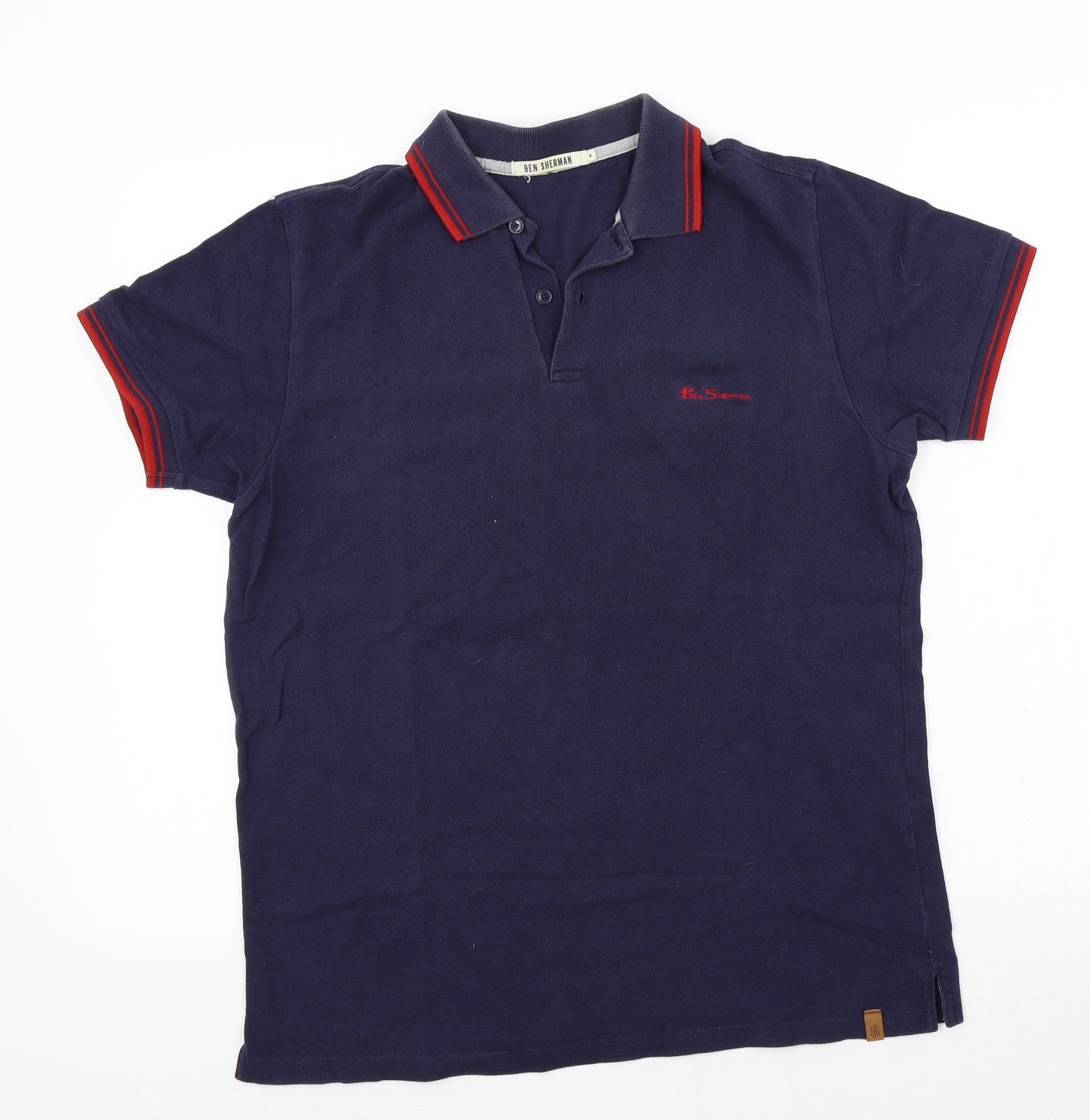 Ben Sherman Mens Blue Colourblock   Polo Size M