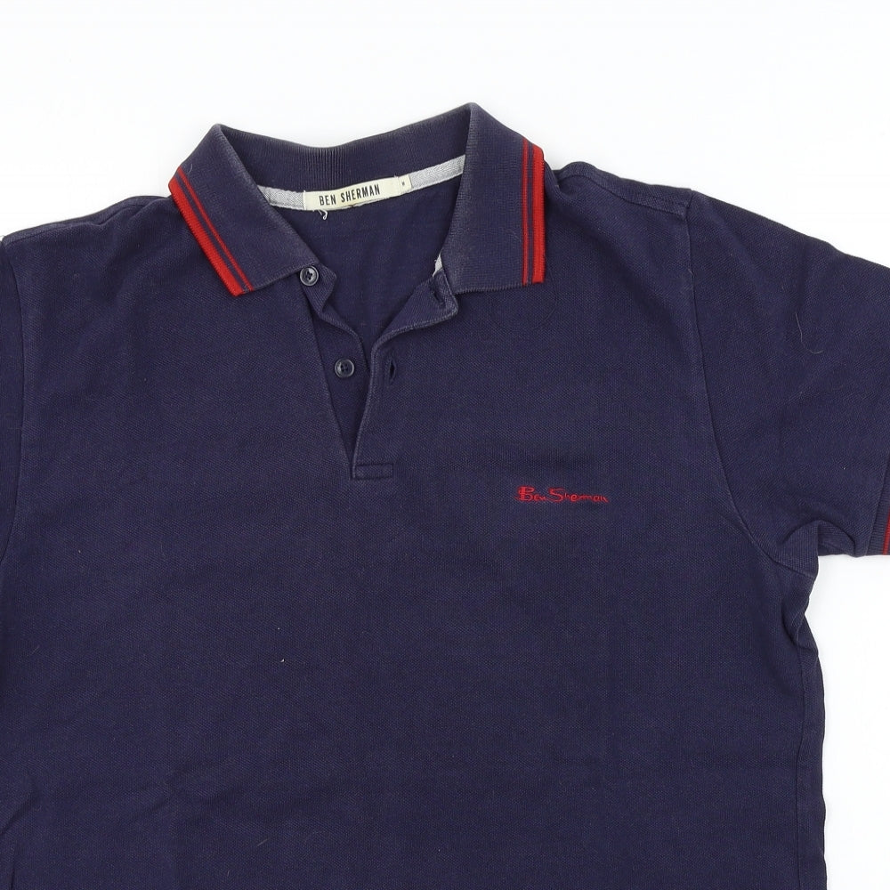 Ben Sherman Mens Blue Colourblock   Polo Size M