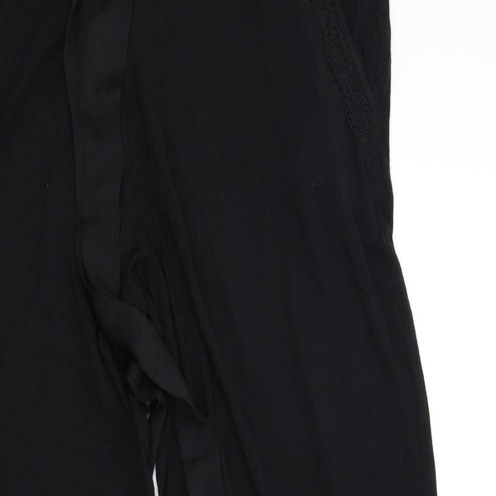 M&S Womens Black Solid  Top Pyjama Pants Size 16