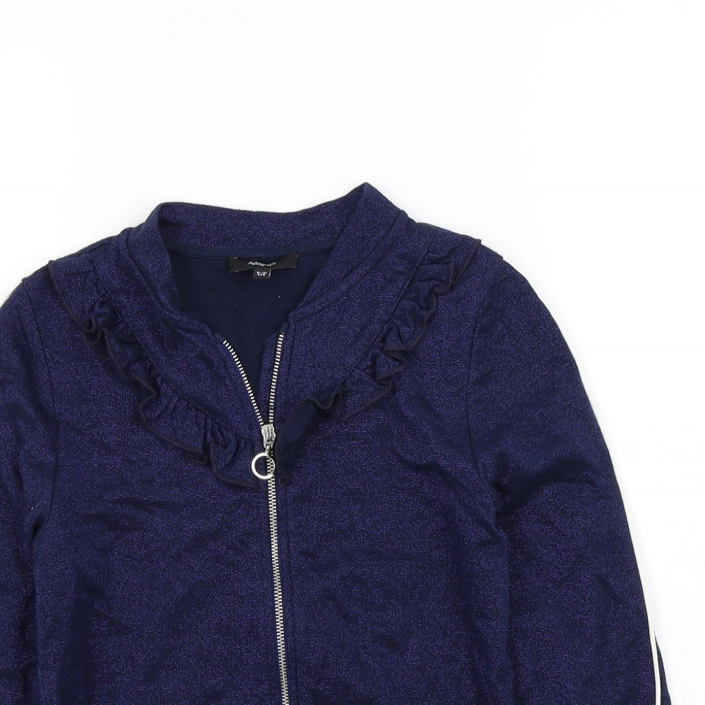 M&S Girls Blue Colourblock  Full Zip Jumper Size 9-10 Years