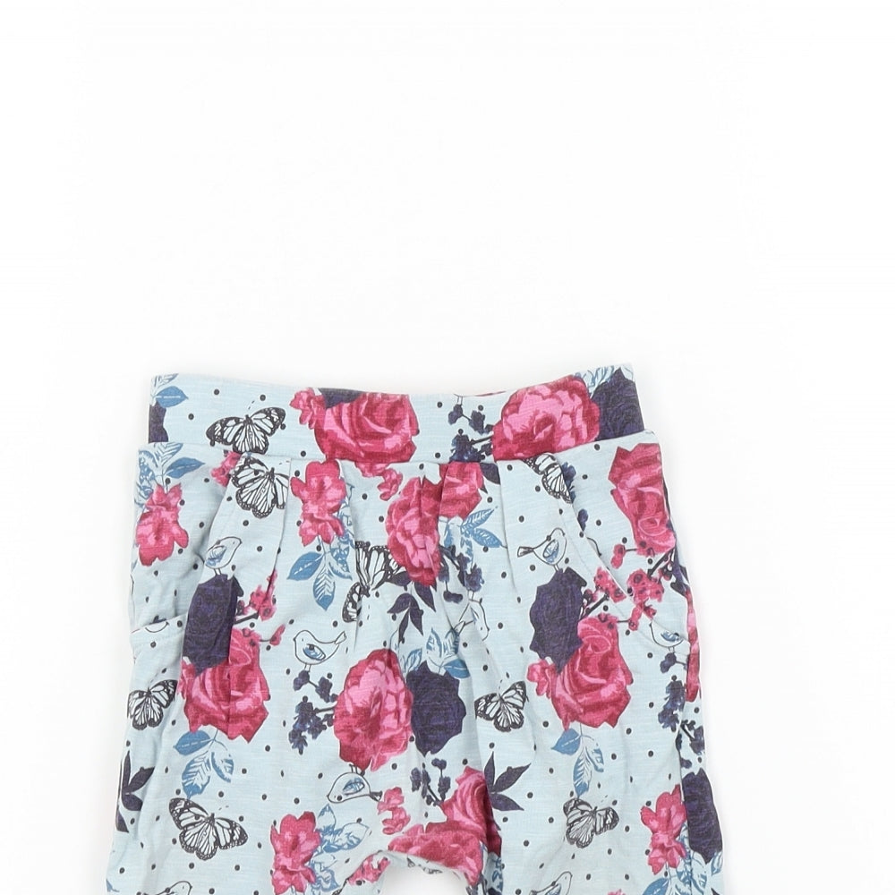 Nutmeg Girls Blue Floral  Jogger Leggings Size 9-12 Months