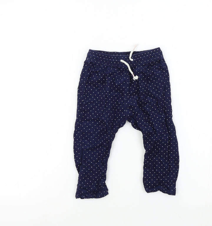 H&M Girls Blue Spotted  Cargo Trousers Size 9 Months