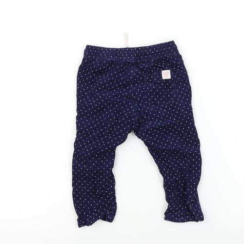 H&M Girls Blue Spotted  Cargo Trousers Size 9 Months