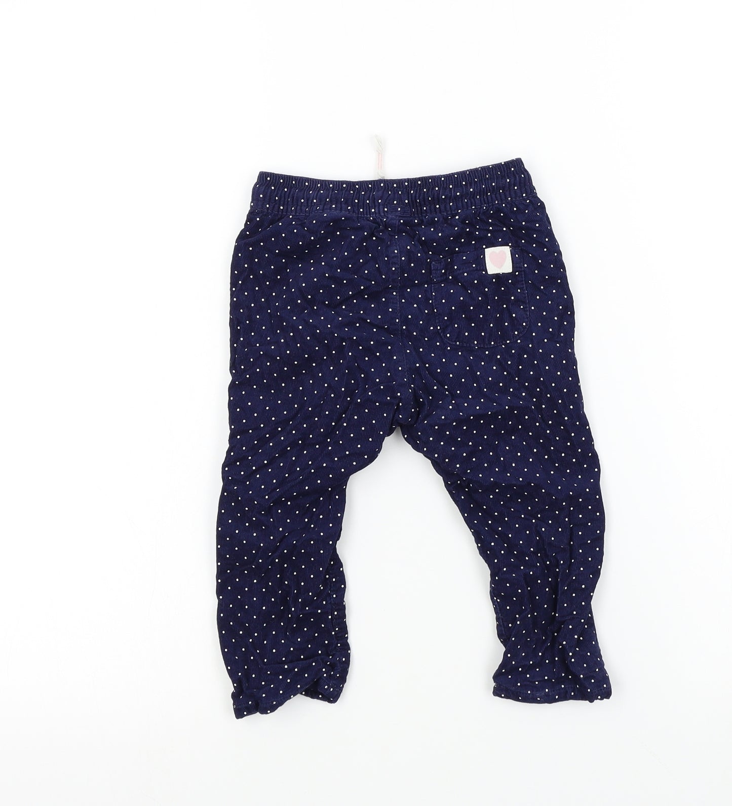 H&M Girls Blue Spotted  Cargo Trousers Size 9 Months
