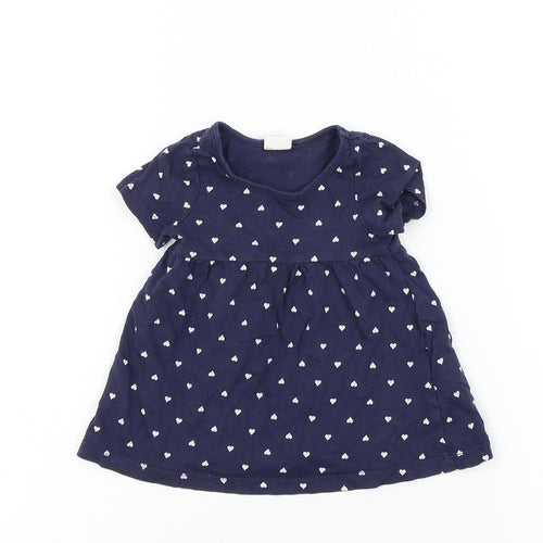 H&M Girls Blue Colourblock  Basic T-Shirt Size 3-6 Months