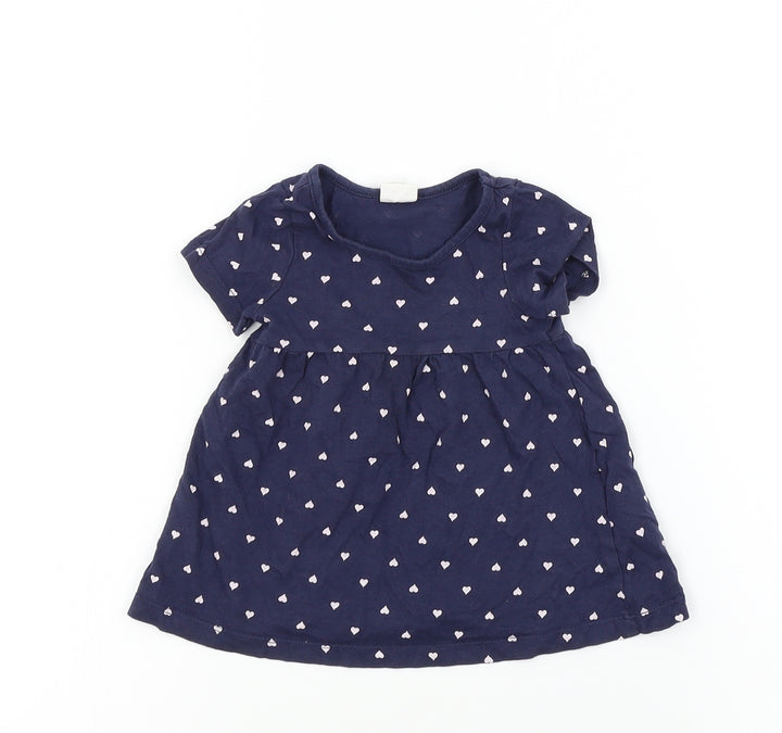 H&M Girls Blue Colourblock  Basic T-Shirt Size 3-6 Months
