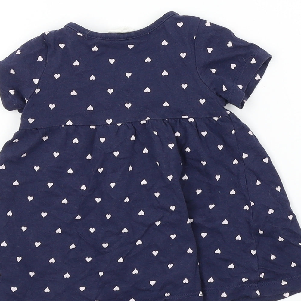 H&M Girls Blue Colourblock  Basic T-Shirt Size 3-6 Months