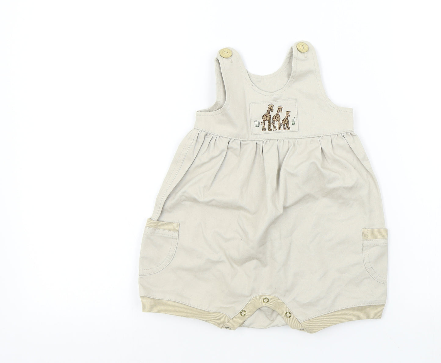 i am about... baby Baby Beige Colourblock  Dungaree One-Piece Size 6-9 Months