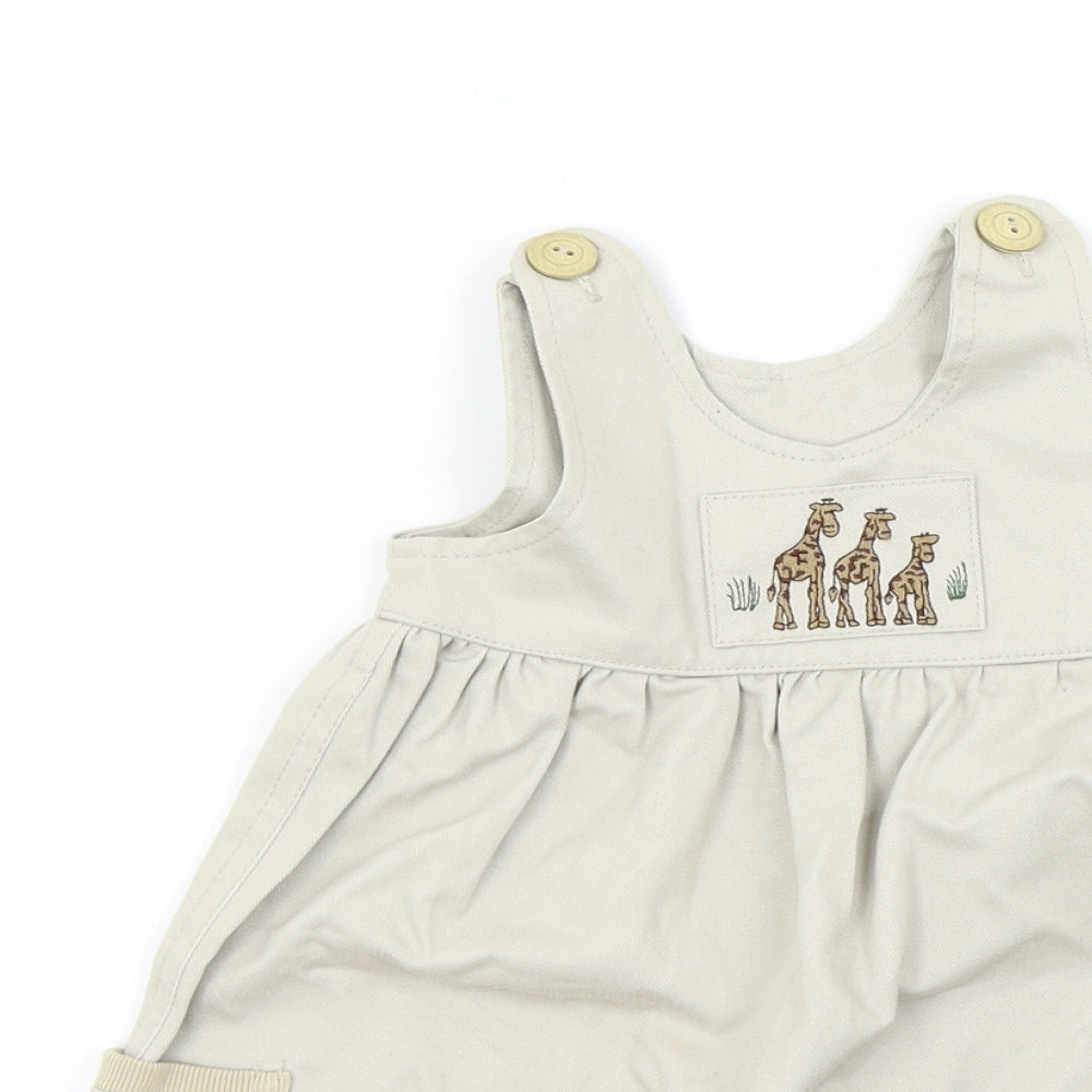 i am about... baby Baby Beige Colourblock  Dungaree One-Piece Size 6-9 Months