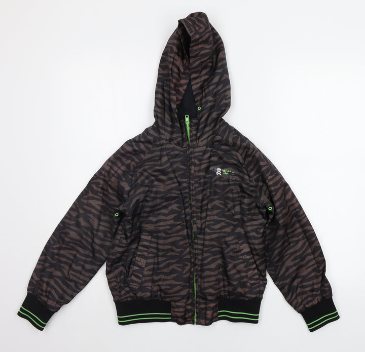 Preworn Boys Brown Striped Jacket Size 8 Years