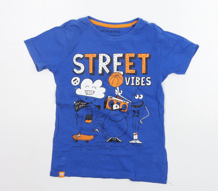 RESEVERED Girls Blue   Basic T-Shirt Size 7-8 Years