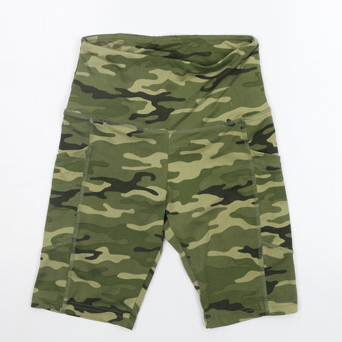 saesa Womens Green Geometric  Sweat Shorts Size S