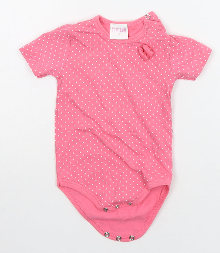 toty line Baby Pink Polka Dot Babygrow One-Piece Size 6-9 Months