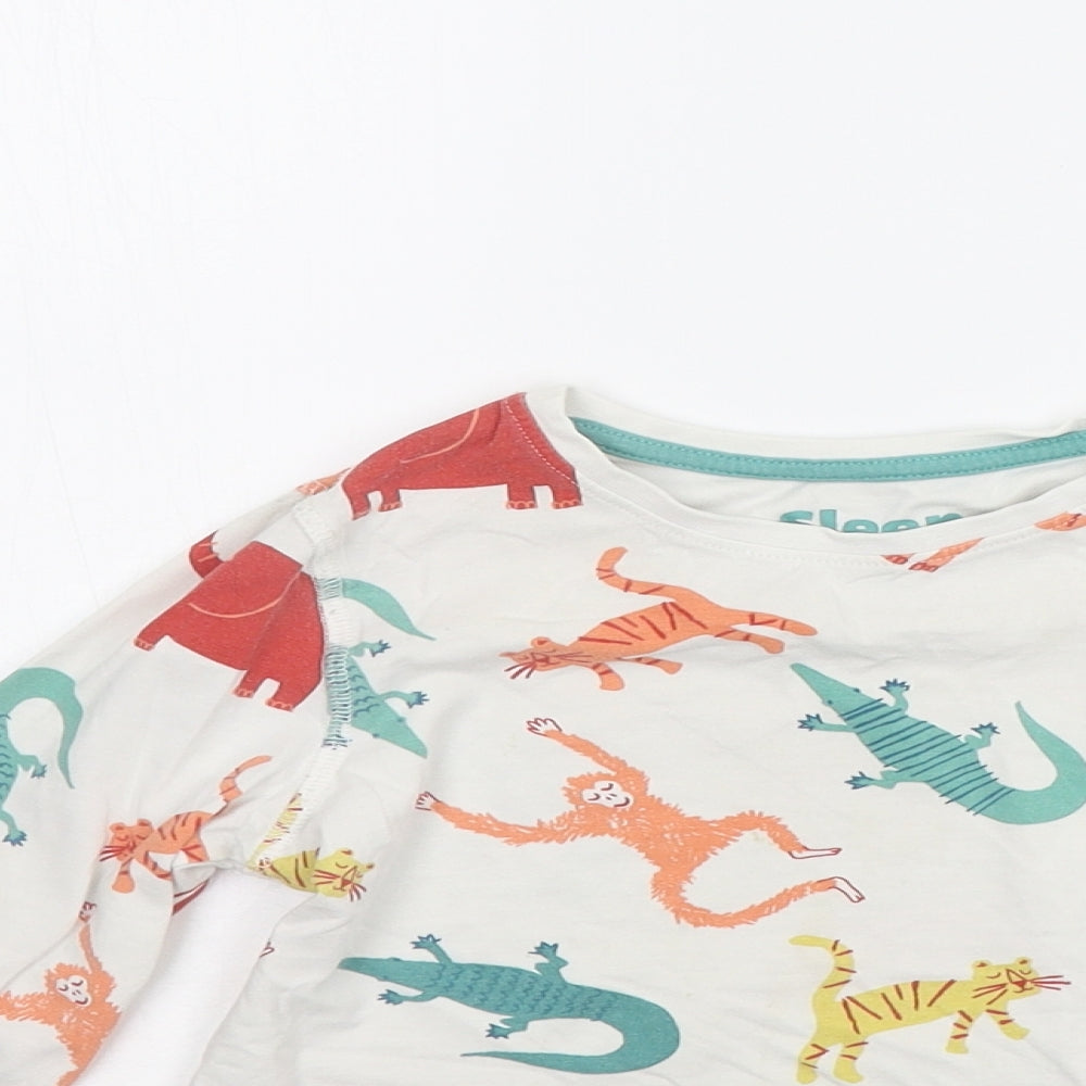 Marks and Spencer Girls White Geometric  Basic T-Shirt Size 6-7 Years  - ANIMALS