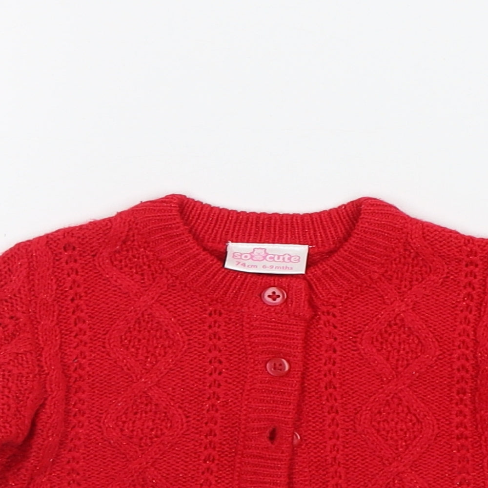 SO CUTE Baby Red   Cardigan Jumper Size 6-9 Months