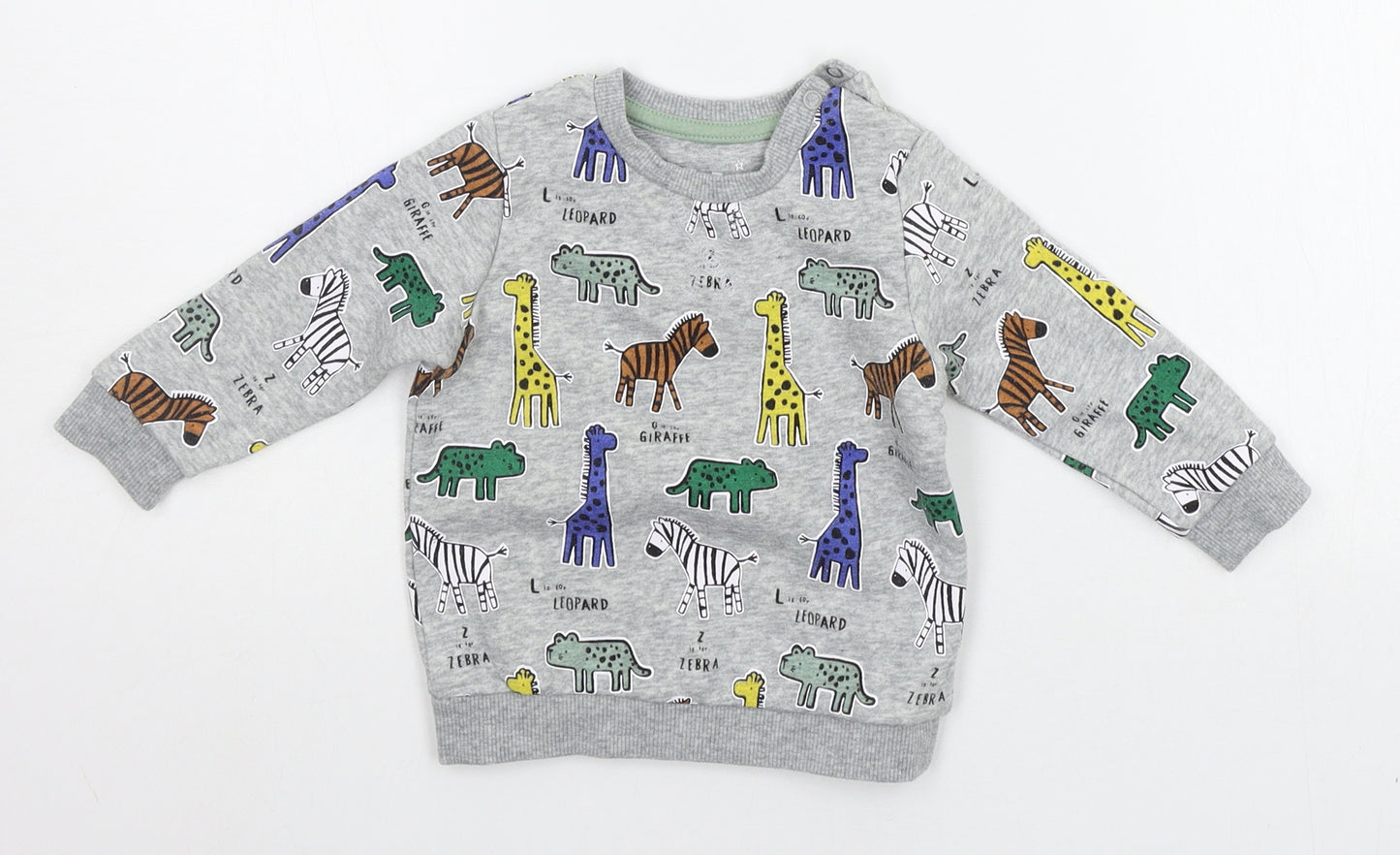 F&F Baby Grey Geometric  Pullover Jumper Size 3-6 Months  - DINOSAUR