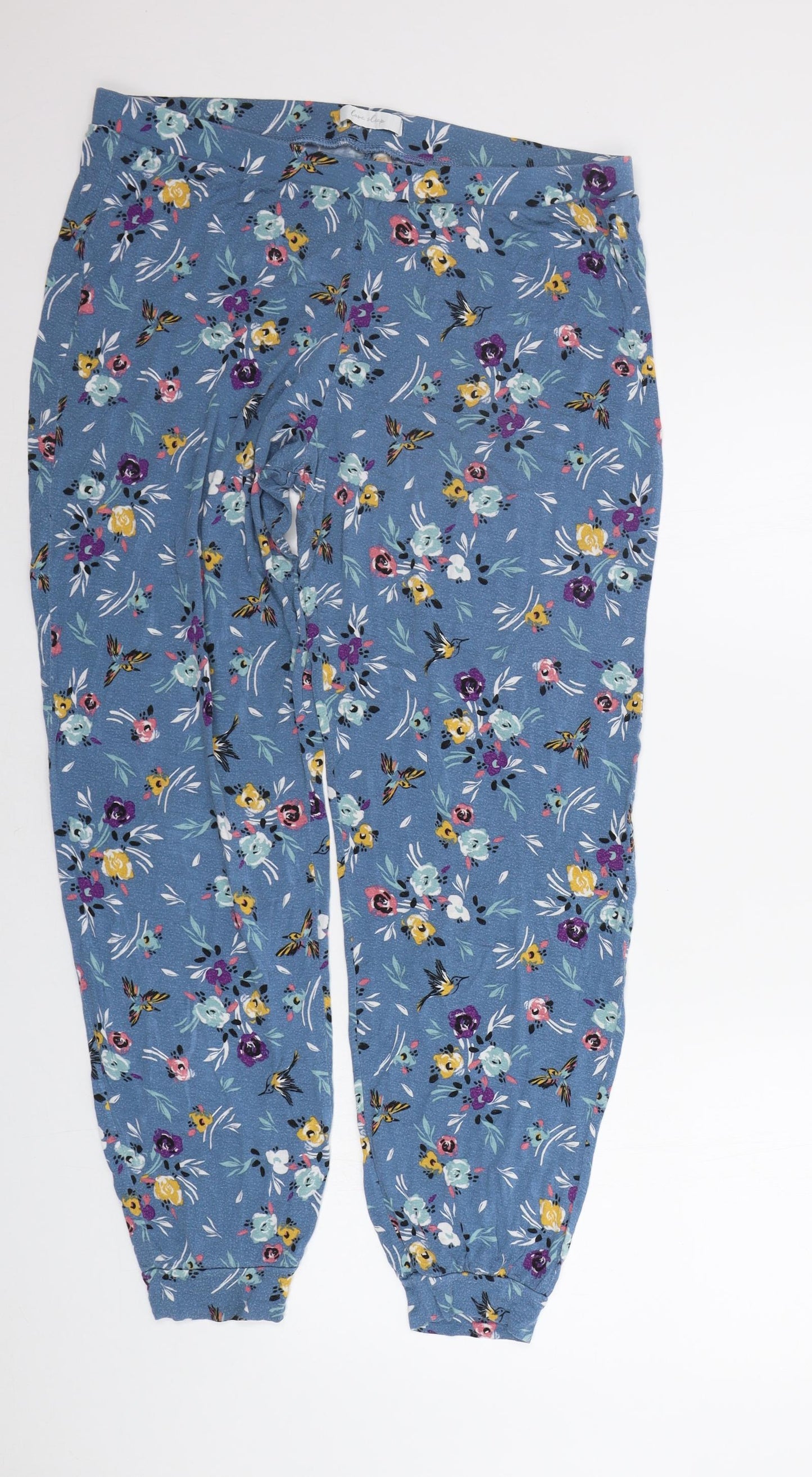 Marks and Spencer Womens Blue Floral  Top Pyjama Pants Size 16