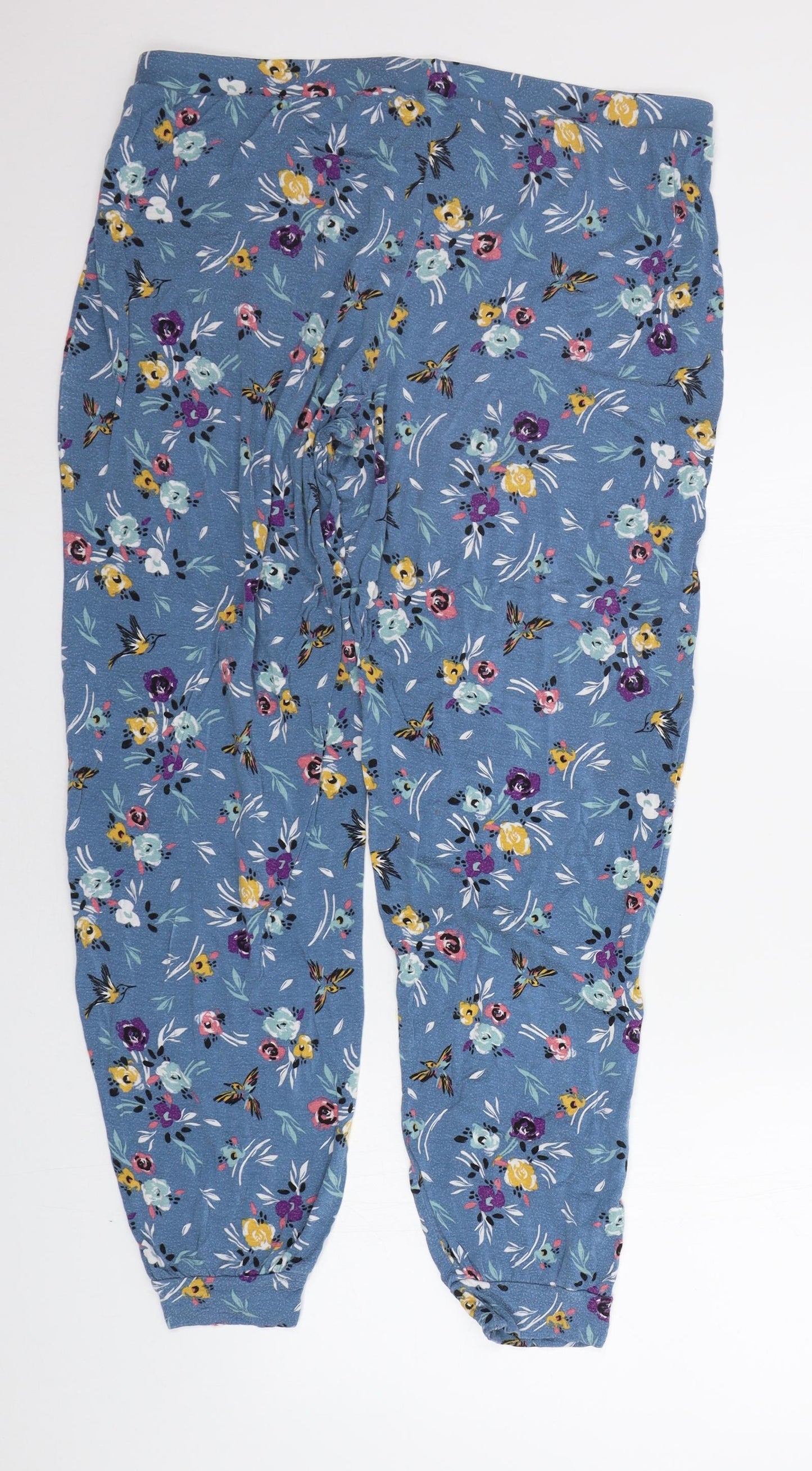 Marks and Spencer Womens Blue Floral  Top Pyjama Pants Size 16