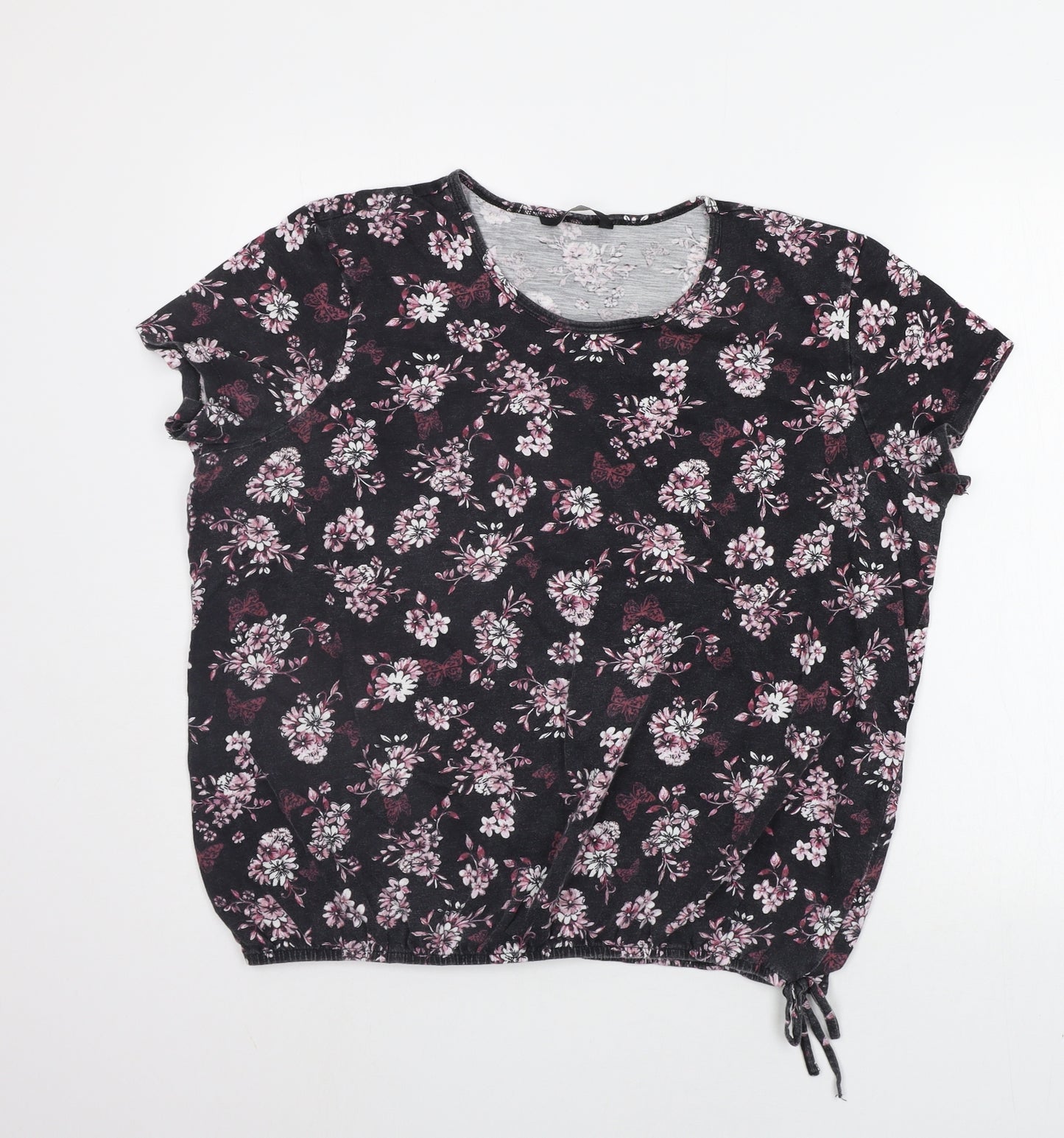 George Womens Purple Floral  Basic T-Shirt Size 18