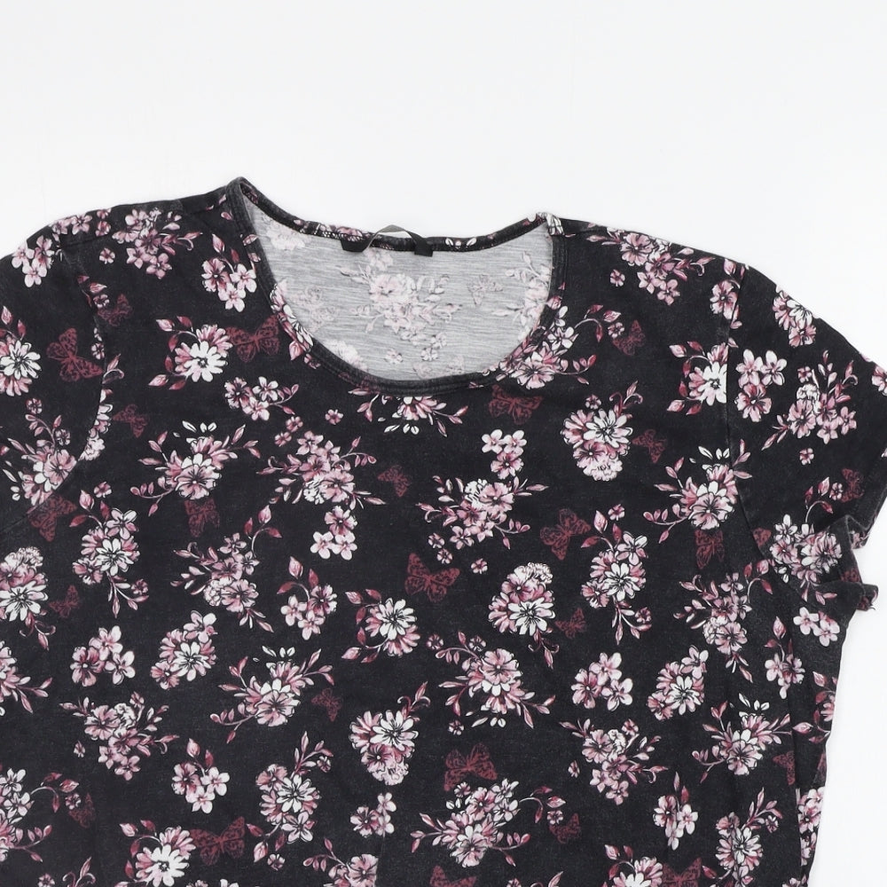 George Womens Purple Floral  Basic T-Shirt Size 18