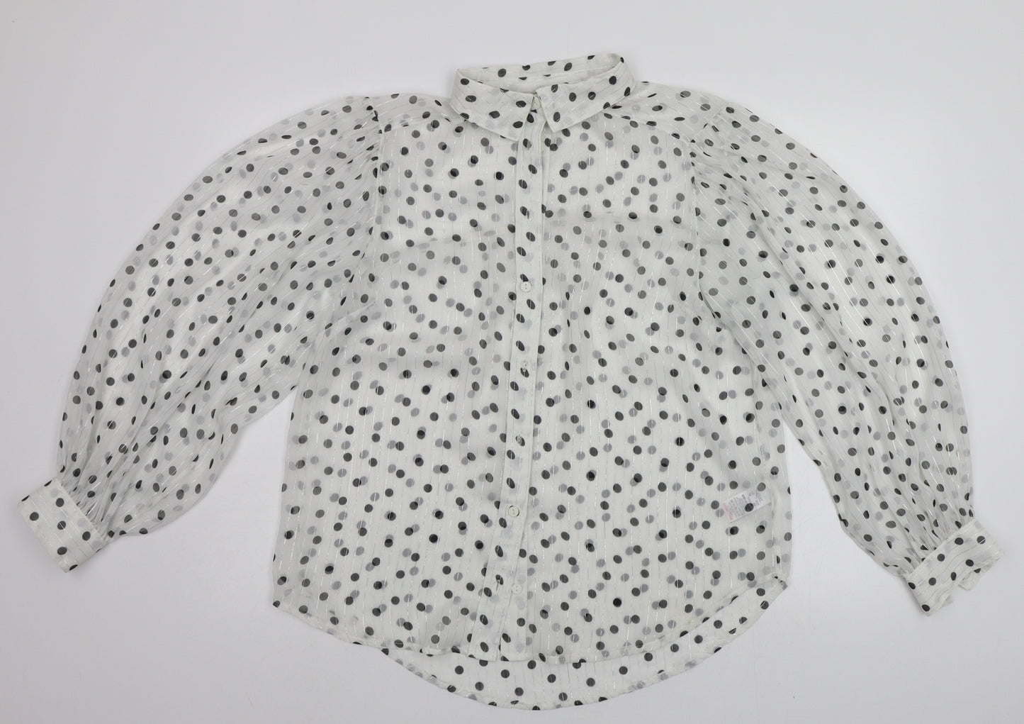 NEXT Womens Silver Polka Dot  Basic Button-Up Size 16