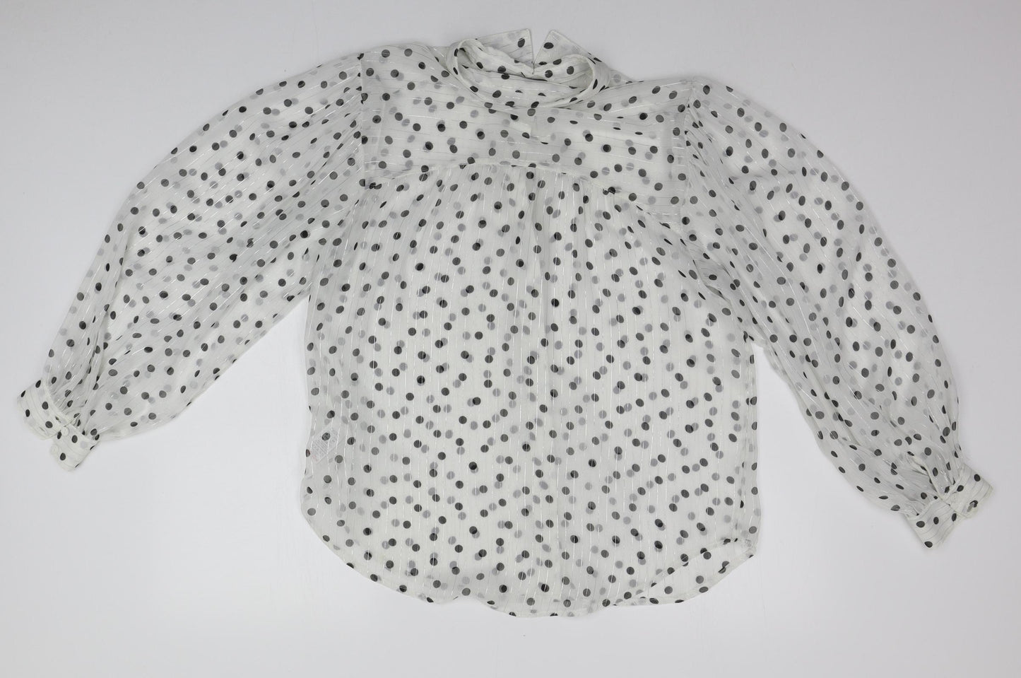 NEXT Womens Silver Polka Dot  Basic Button-Up Size 16