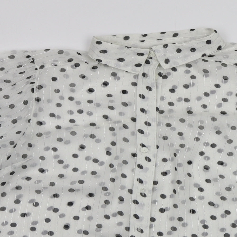 NEXT Womens Silver Polka Dot  Basic Button-Up Size 16