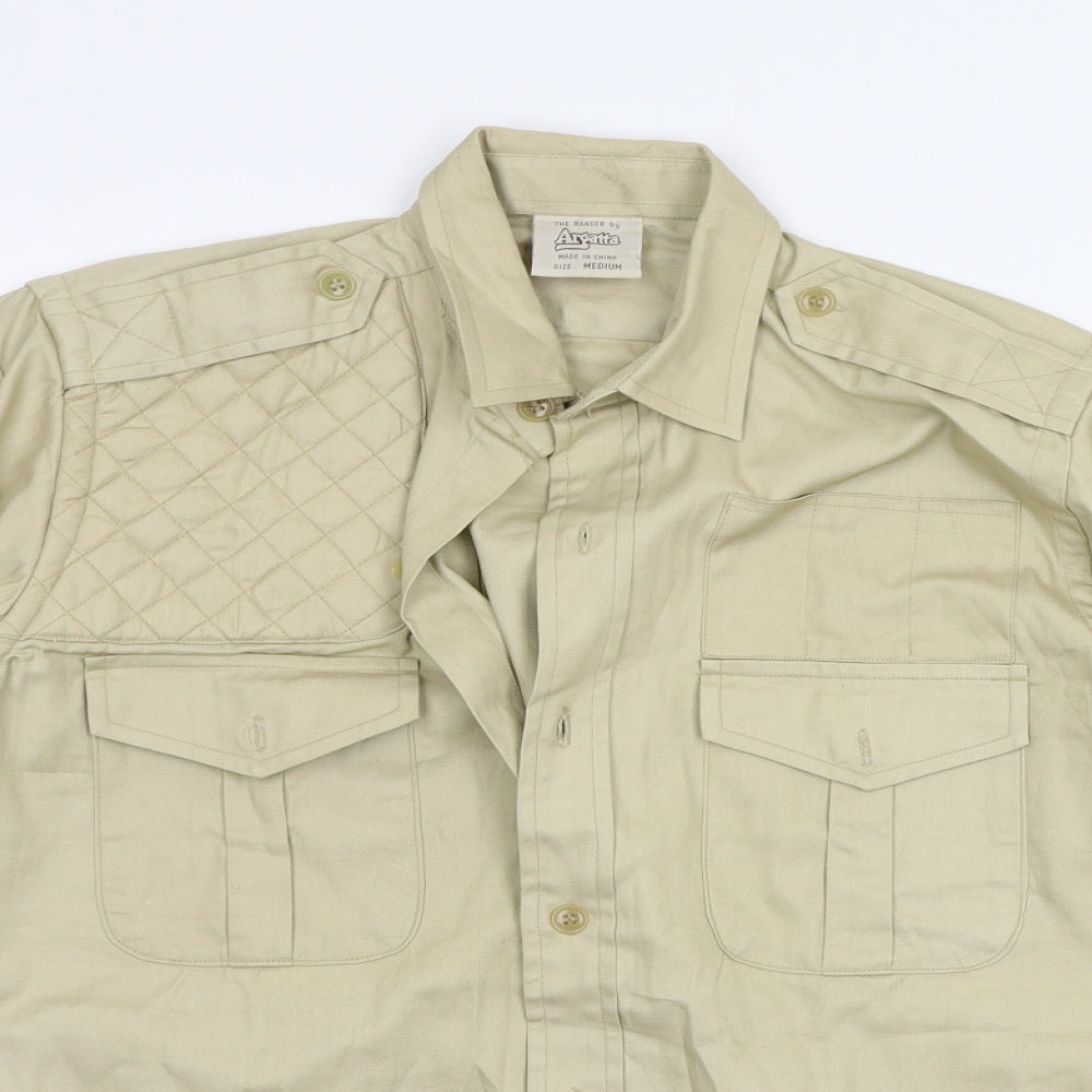 Argatta Mens Beige    Button-Up Size M