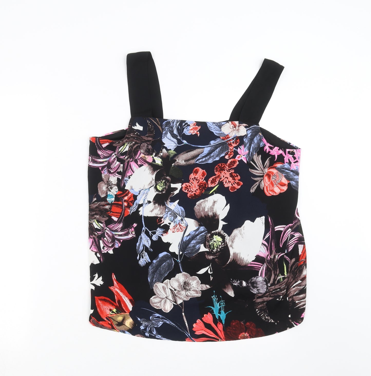 Papaya Womens Black Floral  Basic Blouse Size 16