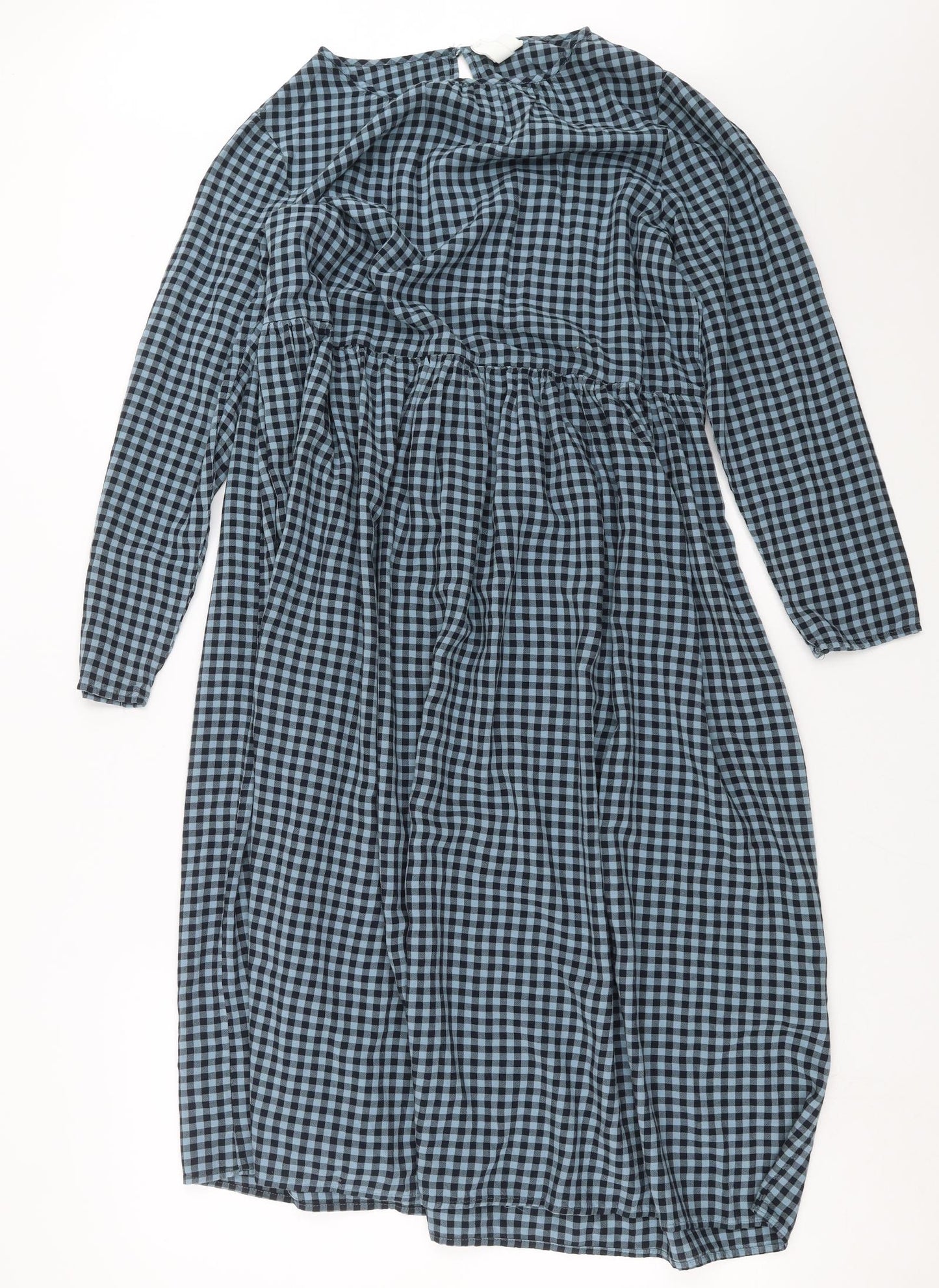 H&M Womens Blue Check  Shirt Dress  Size M