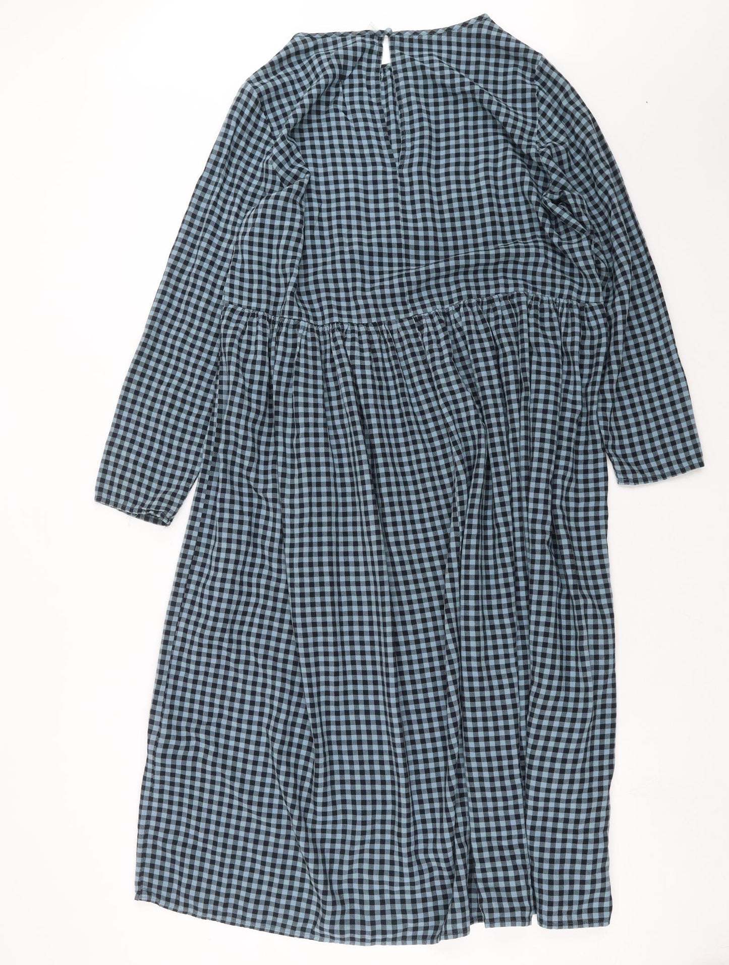 H&M Womens Blue Check  Shirt Dress  Size M