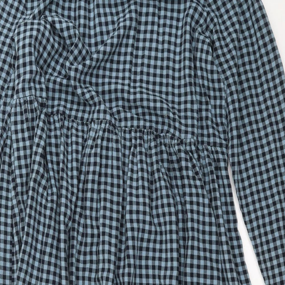 H&M Womens Blue Check  Shirt Dress  Size M