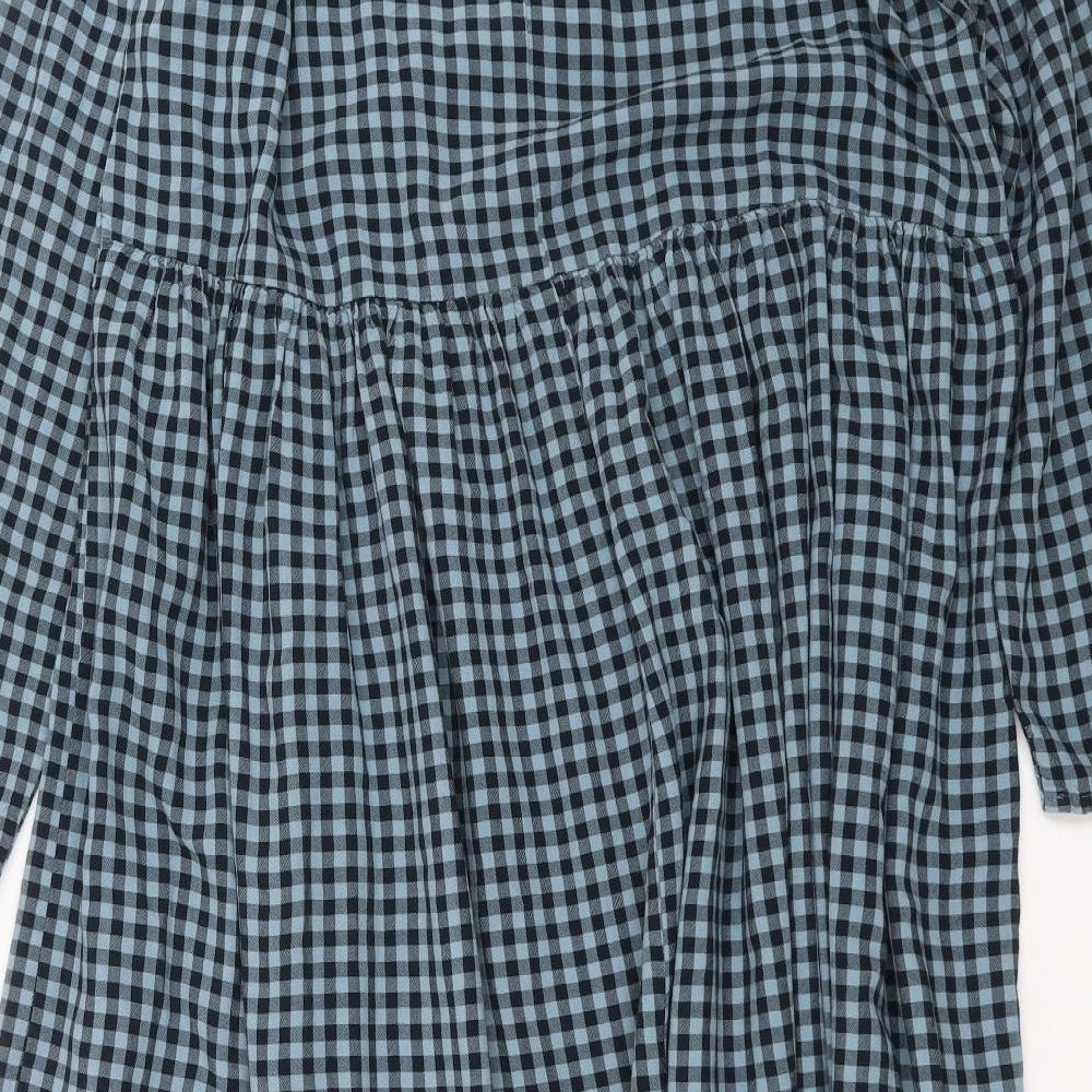 H&M Womens Blue Check  Shirt Dress  Size M