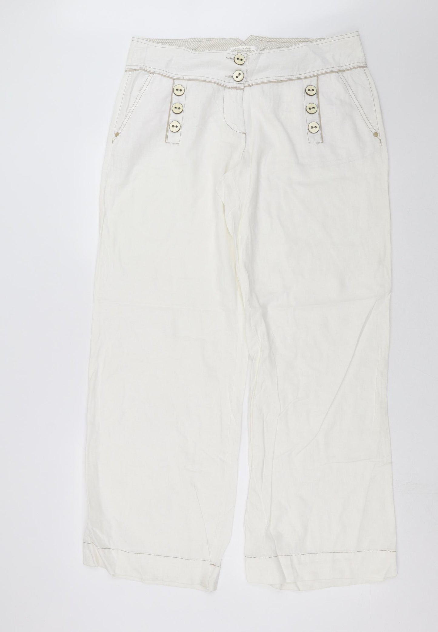NEXT Womens White   Trousers  Size 14 L31 in