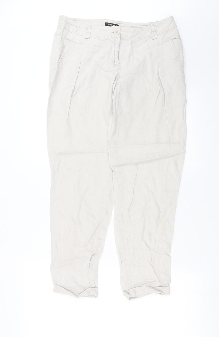 Warehouse Womens Beige Trousers Size 10 L28 in
