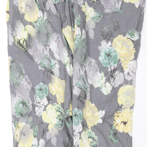 NEXT Womens Grey Floral  Trousers  Size 14 L28 in