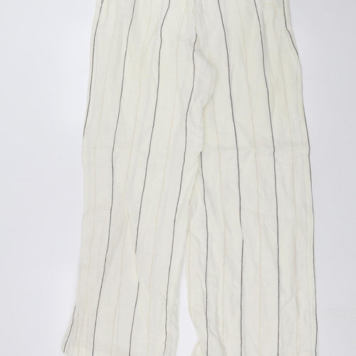 Marks and Spencer Womens Ivory Striped  Trousers  Size 12 L29 in