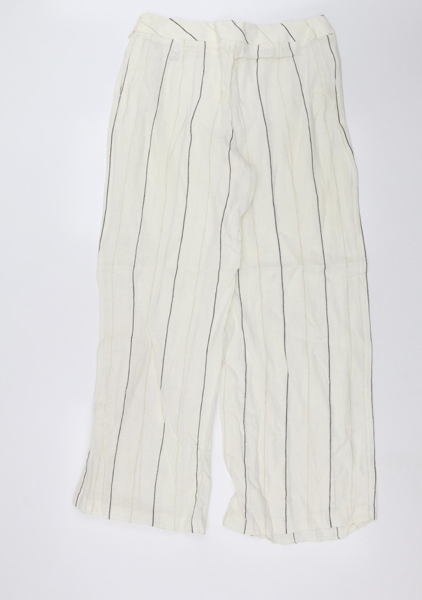 Marks and Spencer Womens Ivory Striped  Trousers  Size 12 L29 in