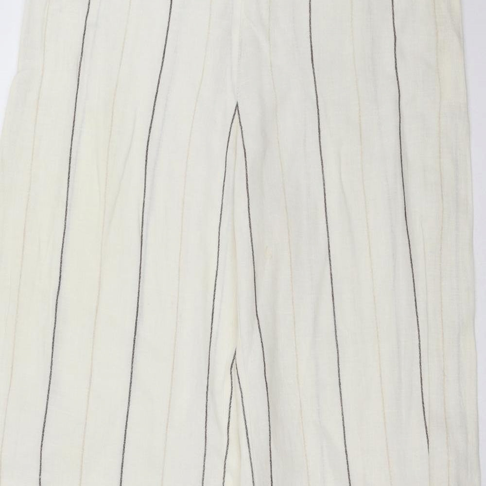 Marks and Spencer Womens Ivory Striped  Trousers  Size 12 L29 in