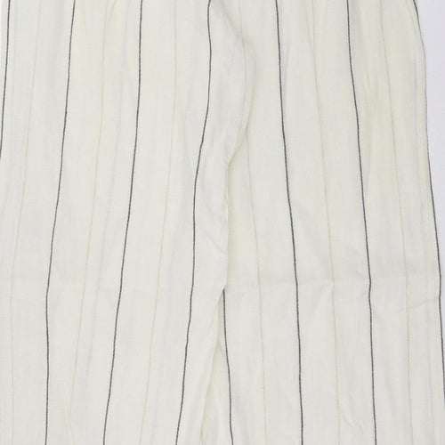 Marks and Spencer Womens Ivory Striped  Trousers  Size 12 L29 in