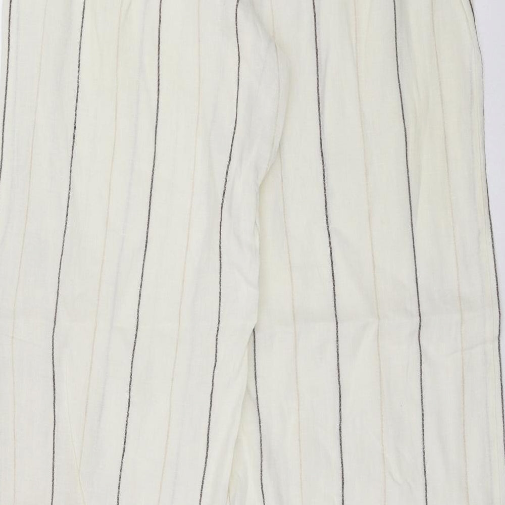 Marks and Spencer Womens Ivory Striped  Trousers  Size 12 L29 in