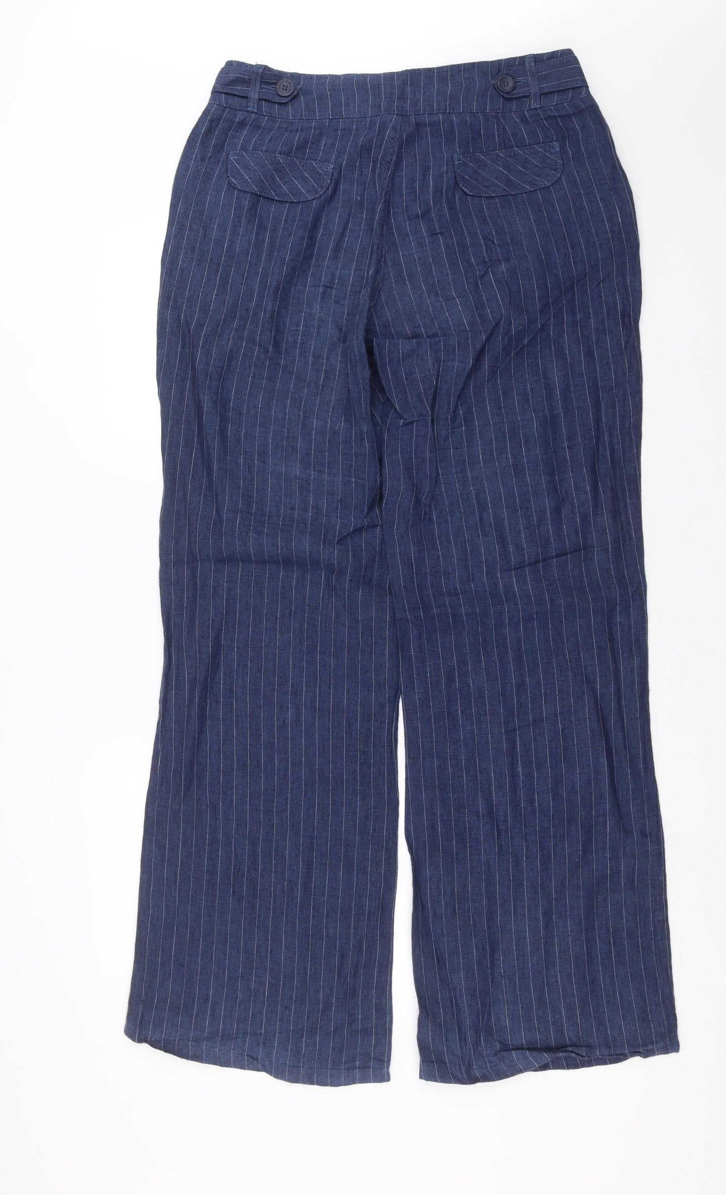 Marks and Spencer Womens Blue Striped  Trousers  Size 12 L32 in