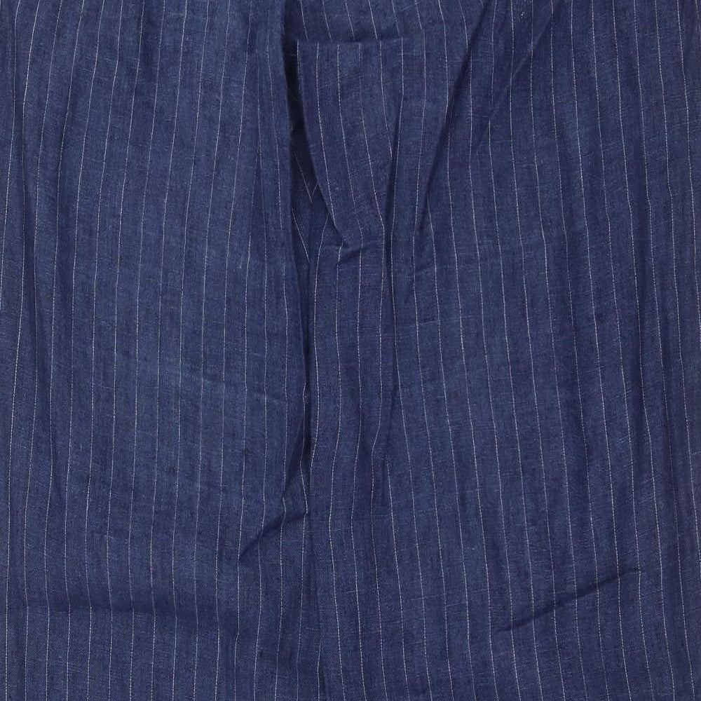 Marks and Spencer Womens Blue Striped  Trousers  Size 12 L32 in