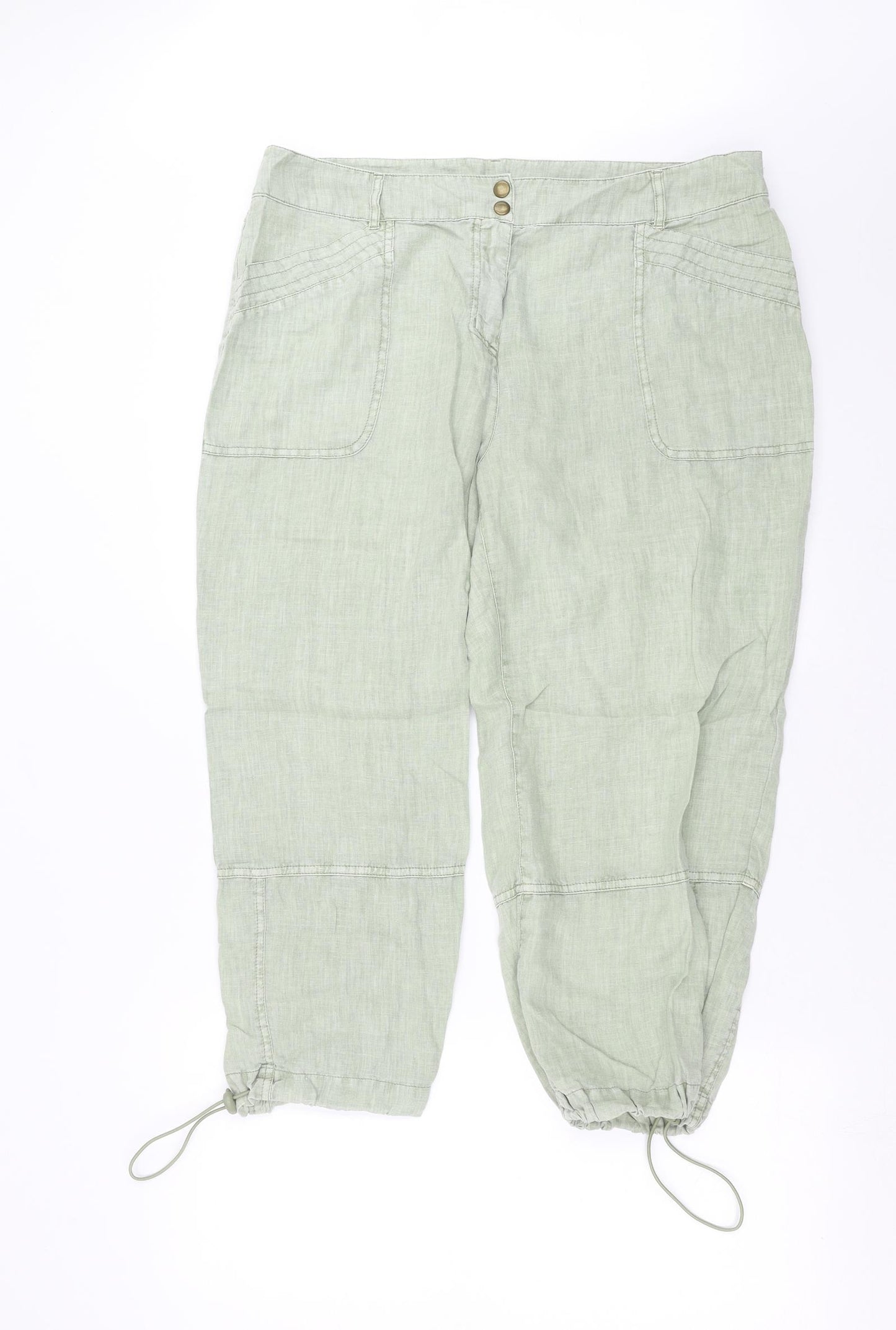 NEXT Womens Green   Cropped Trousers Size 16 L24 in