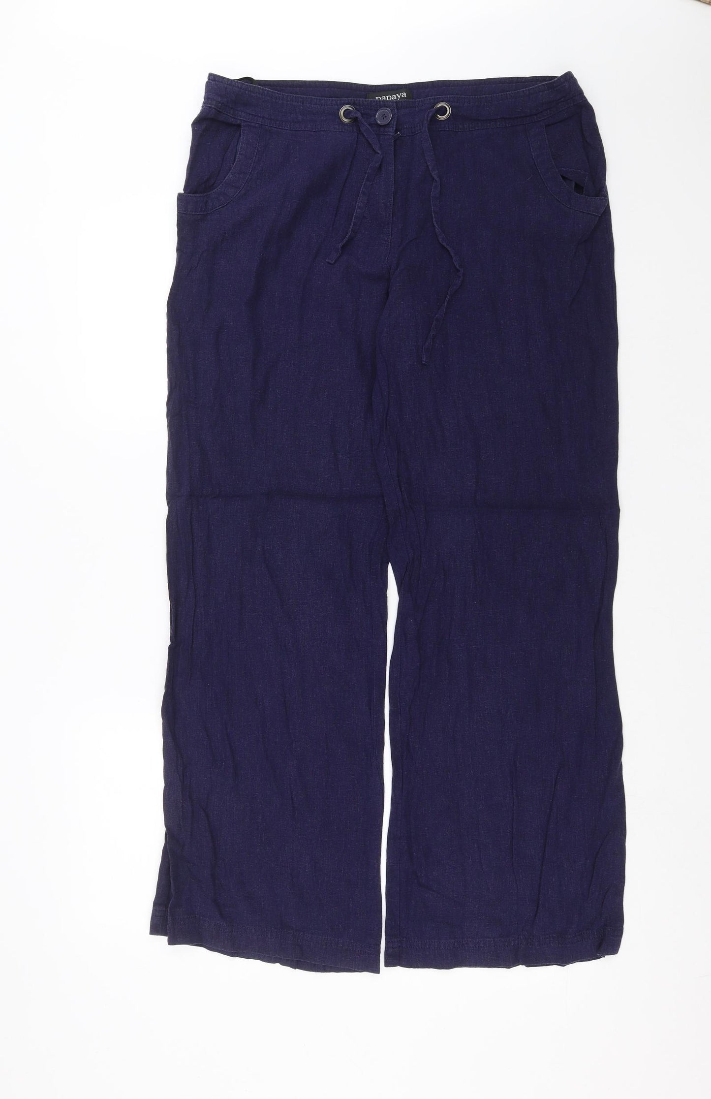Papaya Womens Blue   Trousers  Size 14 L30 in