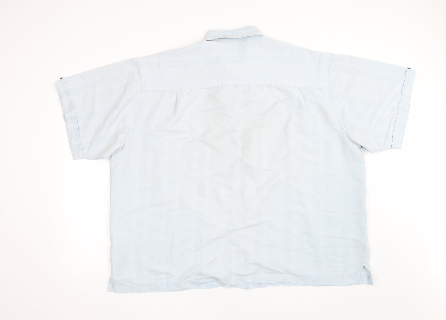 Monte Carlo Mens Blue Striped   Dress Shirt Size 2XL