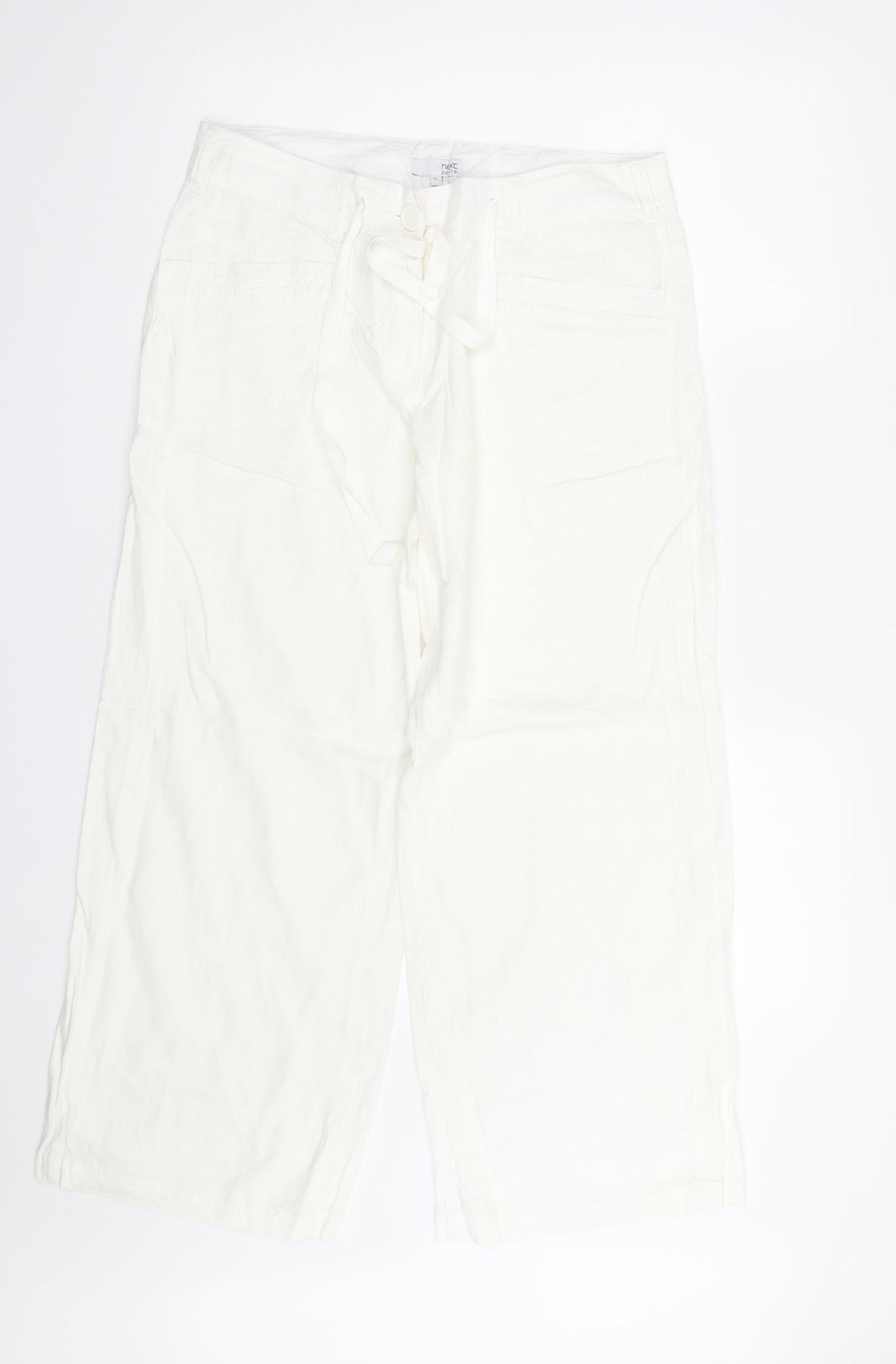 NEXT Womens White   Capri Trousers Size 12 L27 in